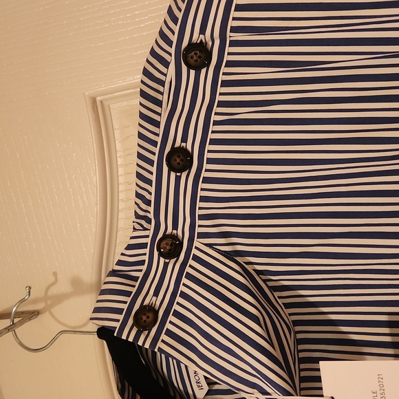 Veronica Beard Arabel Asymmetrical Striped Dress - Sz 12 - Picture 7 of 8